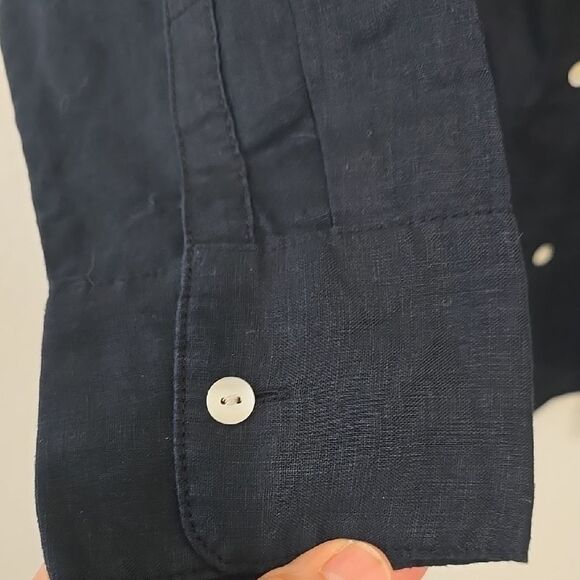 M&S PURE LINEN Black Lightweight Casual Button Down Shirt SIZE 20 - Picture 3 of 7